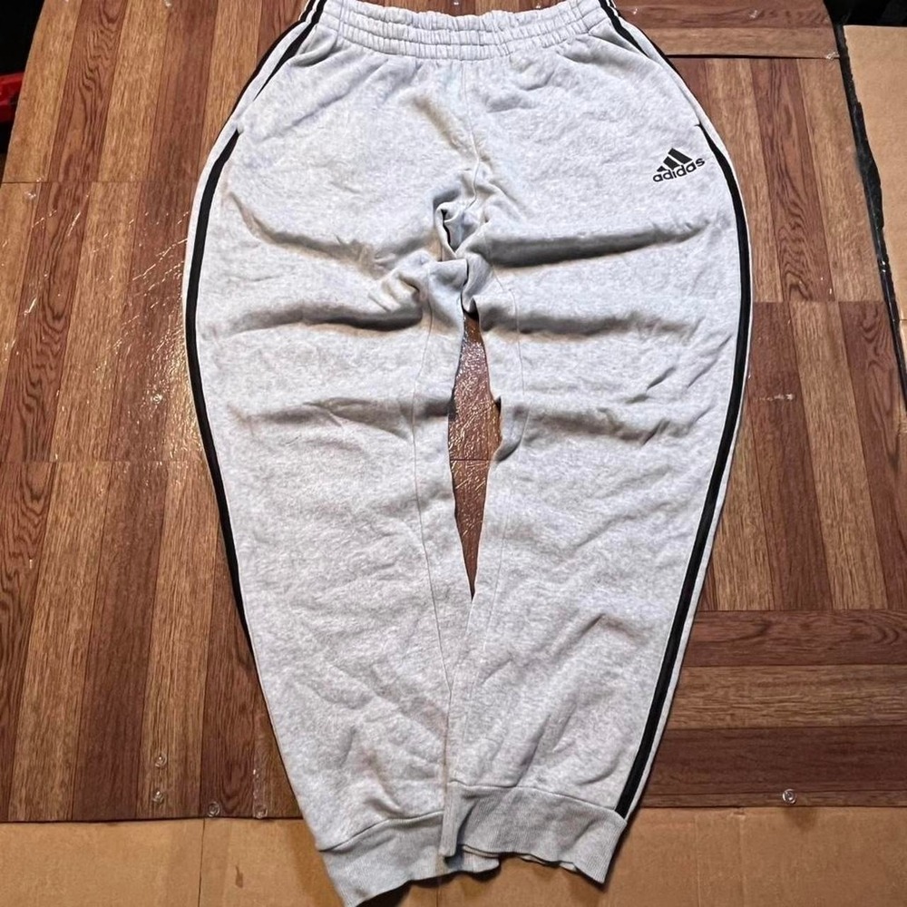 Adidas Grey‎ Striped Retro Tech Sportswear Sweatpants Jogger Medium